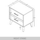 Contemporary 2-Drawer Wooden Nightstand with Tapered Legs, Brown
