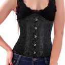 Underbust Corset Top for Women, Pirate Corset Halloween Costumes,Lace Up Waist Corset Waist Trainer for Cross Dresser (Small, Black9)