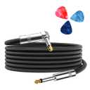 Aqdocvf Guitar Cable, Guitar Cord 6.6ft, AMP Cord for Bass & Electric Guitars/Keyboard/Mandolin, Pro Audio Instrument Cable (Right Angle to Straight, Black)