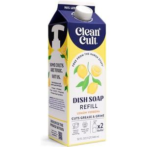 Cleancult Dish Soap Liquid Refill (32oz, 1 Pack) - Plant Based Cleaning Power - Dish Soap that Cuts Grease & Grime - Free of Harsh Chemicals - Uses 90% Less Plastic - Lemon Verbena