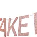 5 x 21st Birthday Decorations for Her, Pre-Strung RIP FAKE ID Banner -Rose Gold Glitter, Happy 21 Year Old Party Birthday Sign gifts