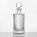 Whiskey Decanter and Glass Stopper 27 oz Round Ribbed Decanter for Whiskey, Bourbon, Brandy, Liquor, and Rum