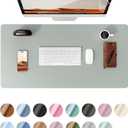 YSAGi Leather Desk Protector, Office Mat, Large Mouse Mat, Non-Slip PU Leather Blotter, Laptop Pad, Waterproof Writing Pad for Office and Home (Grayish Green, 35.4" x 17")
