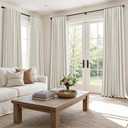 MIULEE 100% Blackout Curtains 108 Inch Long 2 Panels for Bedroom, Thick Luxury Faux Linen Black Out Curtain Room Darkening Back Tab Pleat Window Textured Drapes with Hooks for Living Room, Ivory