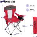 Byliable Camping Chairs Portable Folding Chair Outdoor Lightweight Lawn Chairs for Adults with Cooler Bag, Cup Holder and Side Pocket for Camping, Sports, Beach, Hiking, Fishing, Red