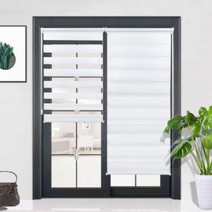 Zebra Roller Window Shades Zebra Double Roller Blinds for Frech Door 35.4"x90" Horizontal Day and Night Roller Sheer Window Shades White