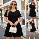 FZ FANTASTIC ZONE Women's Casual Summer T Shirt Dresses Short Sleeve Swing Dress with Pockets (L)