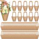 Gilprop 300 Packs Kraft Paper Flowers Gift Bags with Handle Flowers Bouquet Holder for Wedding, Valentines Day Decoration, Florist Shop (Small,Brown)