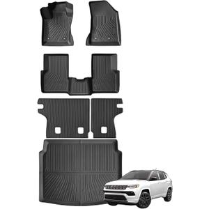 Floor Mat fit for Jeep Compass Accessories 2017-2024 2025 TPE Cargo mat All Weather Back Seat Cover(Trunk Mat+Backrest Mat+Floor Mat)