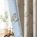 Double Sided Patterned Birds Blackout Curtains for Bedroom 84 Inches Long Floral Farmhouse Window Drapes for Living Room 2 Panels Khaki and Blue (Front ( Coffee Color)/Back ( Blue Color))