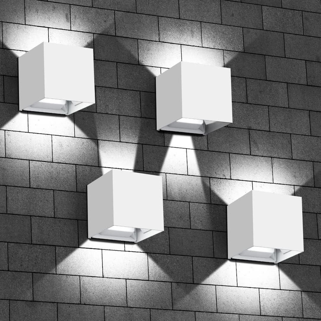ledmo LED Outdoor Sconses Light Up and Down Wall Lights Aluminum IP65 4.7-Inch 20W High Power 6000K Cold White 1800LM Modern Exterior Lighting Fixture for Patio Home Yard 4 Pack