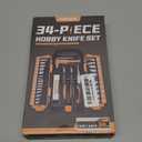 34pcs Large Exacto Knife set Deluxe Craft Precision Knife Set Include 3pcs Craft Knives with Anti-Slip Rubber Grip, 25pcs Different Blades, 2pcs Needles, Sharpening Stone, Screwdriver (Orange)