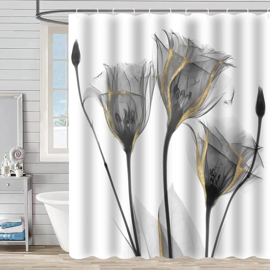 Grey Floral Shower Curtain Watercolor Tulip Flower Shower Curtains for Bathroom Waterproof Polyester Fabric Bathroom Curtain 72 x 72 Inch with 12 Plastic Hooks Grey Floral Shower Curtain Watercolor Tulip Flower Shower Curtains for Bathroom Waterproof Polyester Fabric Bathroom Curtain 72 x 72 Inch with 12 Plastic Hooks