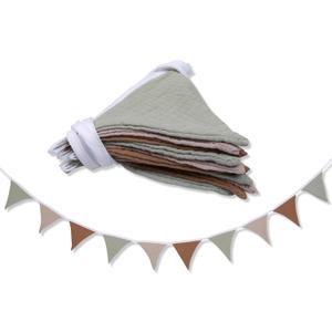 Pennant Banner Flags,Infant and toddler room decoration pennant,for Nursery Decor Baby Birthday Boho Wedding Shower Party Event (Green Colorful Banner)