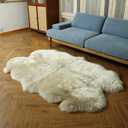 LLB Genuine Sheepskin Area Rug Fur Carpet Fluffy Shaggy Fur Rug for Living Room Kids Bedroom Real Sheepskin Throw Lambskin Aesthetic Rugs Sofa Mat Chair Seat Covers (Cream Brown, 4ft x 6ft Sheepskin)