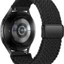 Braided Bands Compatible with Samsung Galaxy Watch 7 6 4 5 FE Band 44mm 40mm/Galaxy Watch 6 4 Classic 42mm 46mm 43mm 47mm/Watch 5 Pro Band 45mm/Active 2, 20mm Stretchy Nylon Sport Band (Black)