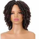 Brown Short Dreadlock Wig for Women and Men, Synthetic Afro Twist Braided Wigs Faux Locs Hair Full Machine Made Glueless Curly Wigs Ombre Brown T30