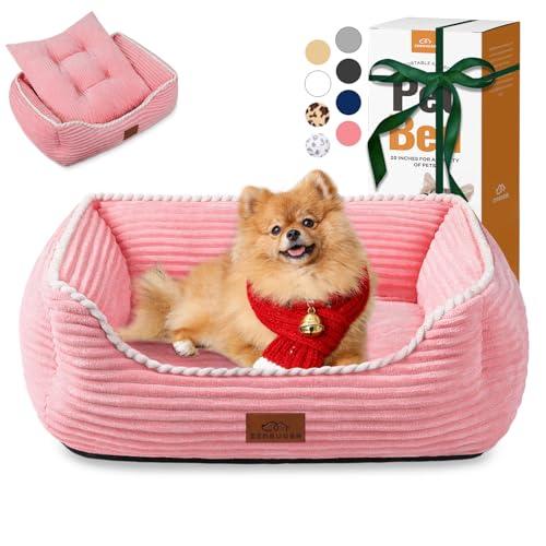 Zerbuger Orthopedic Dog Bed for Medium Dogs,Dog Sofa Beds Supportive Foam Pet Couch Bed with Removable Washable Mat and Nonskid Bottom (Medium, Pink)