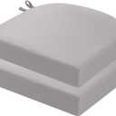 idee-home Outdoor Chair Cushions Set of 2, Thick 19" x 19" x 3" Patio Chair Cushions for Outdoor Furniture Waterproof with Ties, Seat Cushion, Chair Pads Dining Chair Grey