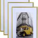 Gold 16x24 Picture Frame Display 12x18 Pictures with Mat or 16x24 without Mat, Horizontal and Vertical for Wall- 4 packs.