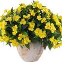 Daynight 4 Pcs Artificial Impatiens Flowers for Outdoor Flowers UV Resistant Faux Yellow Flowers Impatiens Bushes Silk Artificial Flowers Bouquet for Patio Garden Porch Decor (4, Yellow)