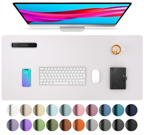 Aothia Large PU Leather Desk Pad Protector – Non-Slip Mouse Pad & Writing Mat for Office/Home, Waterproof, Easy to Clean (23.6" x 13.7", Pale Lavender White), Pack of 2