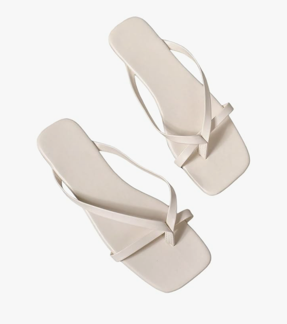 GORGLITTER Women's Strappy Square Toe Sandals Dressy Summer Cute Thong Sandals Flip Flops 5