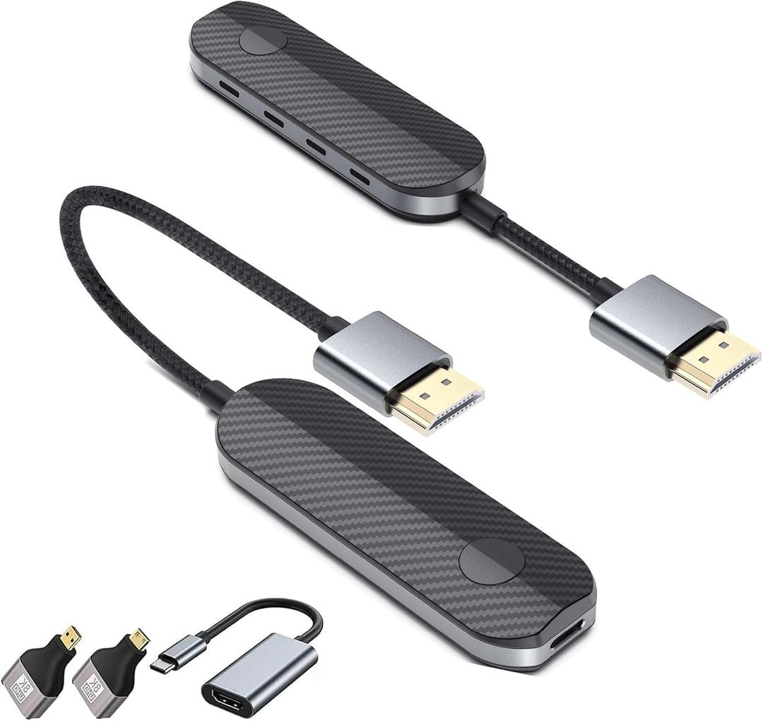 Share Pro Kit All-in-One Wireless HDMI Transmitter and Receiver, Premium Carbon Fiber Design, 4K Decoding 1080P 60Hz, 328ft Long Range, Includes Adapters for Drones Cameras MacBook