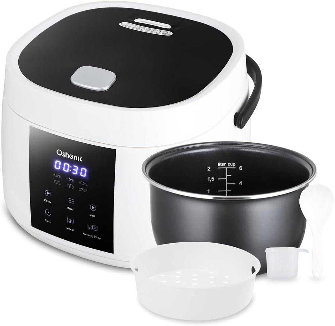 Rice Cooker Small,6-Cup (Uncooked) / 12-Cup (Cooked),6-in-1 Multi Cooker,Electric Smart Rice Cooker,Portable Non-Stick Rice Maker With Steamer Basket,12 Hours Timer Delay & Keep Warm Function