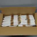 WELLIFE 350PCS Clear-Gold Plastic Plates - 100 Disposable Plates, 150Plastic Silverware, 50 Cups, 50 Napkins for Wedding & Party