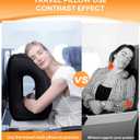 Sunany Travel Pillow, Upgraded Plane Pillow for Long Flights, Inflatable Neck Pillow Used for Airplanes, Cars, Buses, Trains, Office Napping with Eye Mask, Earplugs (Black)