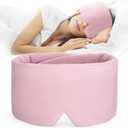 FRESHME Cotton Sleep Mask Blackout - Handmade Eye Mask for Sleeping Eye Shade Cover Sleep Mask for Women Men Girl Soft and Breathable Adjustable Blinder Light Blocking Pink Airplane with Travel Pouch