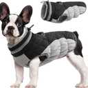 FUAMEY Dog Coat for Small Dogs,Waterproof Dog Winter Jacket with Harness Built in Puppy Cold Weather Coats Reflective Pet Vest with Zipper Warm Fleece Dogs Snowsuit Windproof Black S