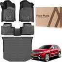 TPE Automotive Floor Mats & Cargo Liner Custom for 2016-2021 Jeep Grand Cherokee & 2022 WK (Not for L), All Weather Cover Protection Waterproof Black Floor Liner Front & Rear Row Full Set Car Mats