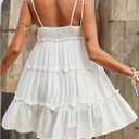 MakeMeChic Women's Boho Mini Dress Summer Vacation Sundress Dots Sleeveless Cami Country Short Dress (White, M)