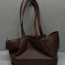Work Tote Bags for Women 15.6 Inch - Laptop Tote Bag with Zip Compartments - Large PU Leather Office Purse Computer Briefcase (Choc)