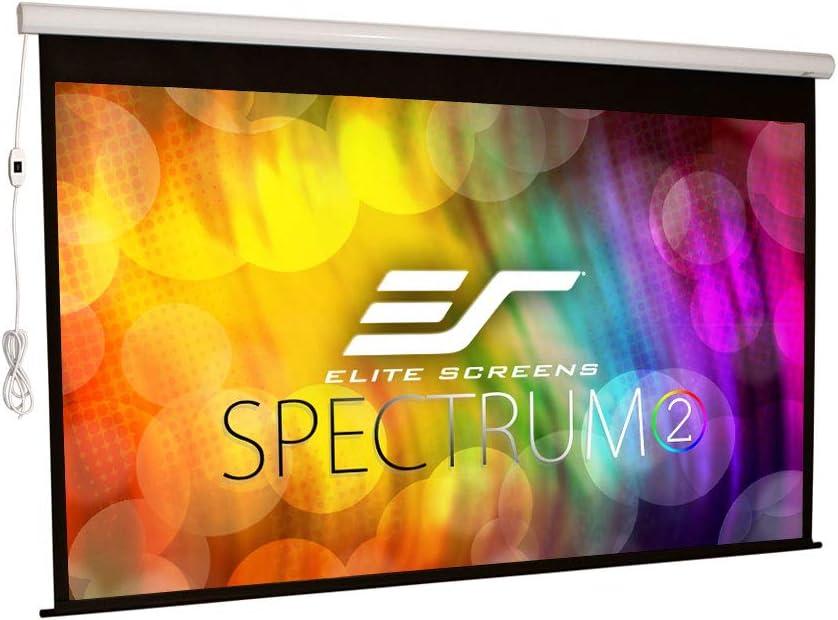 Elite Screens Spectrum2, 120-inch 16:9, 12-inch Drop, Electric Motorized Drop Down Projection Projector Screen, SPM120H-E12 (MaxWhite FG / White Housing)
