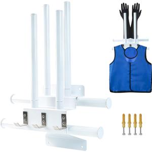 Tordale Upgraded X-Ray Apron Hanger & Glove Wall-Mounted, Rack with 3 Removable Hooks, Holds Adjustable Storage for X-Ray Radiation, Thyroid Shields, Lead Gown