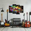 KLVOS 4 Pieces Sport Canvas Wall Art Skateboard Graffiti Picture Street Style Cool Skateboarding Painting Artwork Ready to Hang for Bedroom Boys Room Decor