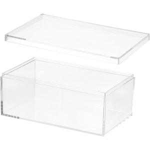 PATIKIL Acrylic Box with Lid 6.69" x 3.94" x 2.76", Clear Acrylic Display Boxes Plastic Square Cube Containers Storage Organizer for Candy Tiny Jewelry Artwork Display
