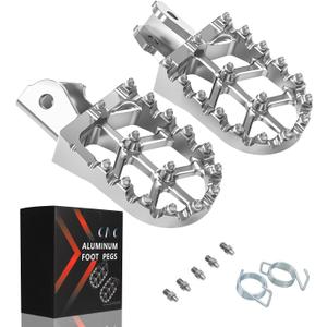 JFG RACING Dirt Bike Foot Pegs with Springs,7075 Aluminum CNC Footpegs Pedals Rests for Surron Light Bee X and S/E Ride Pro SS/CRF150F CRF230F 03-19/X160/X260-Silver