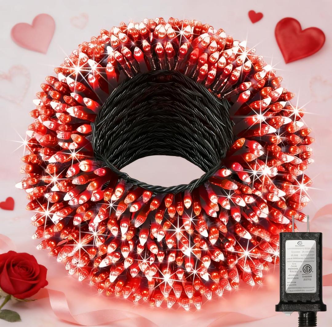 240FT Valentine Lights Outdoor, 750 LED Valentine Decoration Lights with 12 Modes & Timer Memory, Dimmable Plug in Waterproof Xmas Light for Yard Trees Wedding Party Holiday Valentine Decor