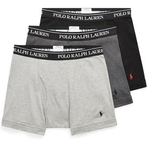 POLO RALPH LAUREN Men's Classic Fit Cotton Boxer Briefs, Trunks & Long Leg Boxer Briefs, 3 Pack (Medium, Andover Heather/Madison Heather/Black)