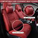 Car Seat Covers Full Set, Breathable Leather Automotive Front and Rear Seat Covers & Headrest, Universal Automotive Vehicle Seat Cover for Most Sedan SUV Pick-up Trucks, Red