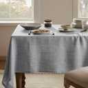Linen Tablecloth for Rectangle Table 54x108 Inch Grey, Farmhouse Style Grey Tablecloth, Water Resistant Burlap Tablecloths for Dining Table Farmhouse Kitchen