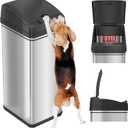 iTouchless 50 Liter / 13 Gallon Sensor 2.0 Dog-Proof Kitchen Trash Can with Lid Lock and AbsorbX Odor Filter, Touchless Lid, Stainless Steel Garbage Recycling Bin for Kitchen, Home, Office, Business