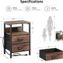 Lazzanto NightStand Bedside Charging Table Bedroom - Brown Night Stand with Charger Station, Modern Bed Side End Table with Open Shelf & 2 Fabric Drawers, USB-C Port for Dorm, Living Room