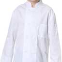 TopTie Kid's Chef Coat For Cook Uniform Halloween Costume (10-12, White)