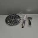 Round Pizza Pans with Holes, 10 Inch Stainless Steel Pizza Pans for Oven, 2PCS Pizza Wheel Cutter and Pie Server, Pizza Oven Accessories