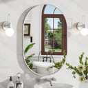 24x32 Inch Brushed Nickel Oval Bathroom Mirror, Wall Mounted Vanity Mirror for Over Sink, Tempered Glass with Aluminum Frame, Vertical or Horizontal Hanging